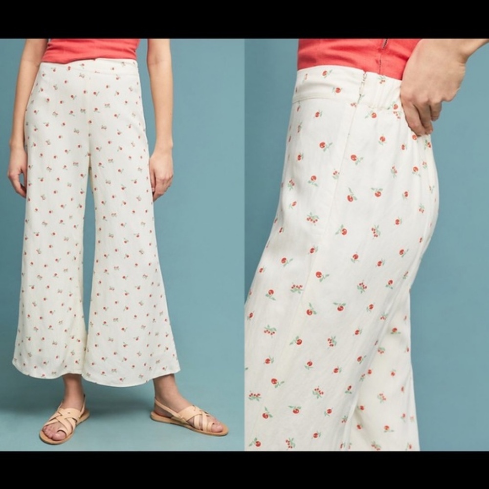 NWT Anthropologie Talese Wide-Legs Cherry Pants 12